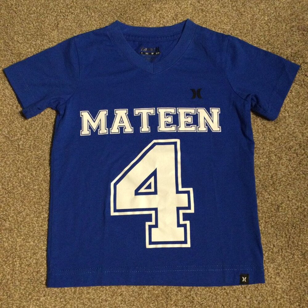 Sz 4 VGUC Hurley Blue V-Neck Tee